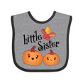 thumbnail image 1 of Inktastic Little Sister Pumpkins with Fall Leaves Girls Baby Bib, 1 of 4