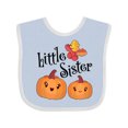 thumbnail image 1 of Inktastic Little Sister Pumpkins with Fall Leaves Girls Baby Bib, 1 of 4