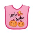 thumbnail image 1 of Inktastic Little Sister Pumpkins with Fall Leaves Girls Baby Bib, 1 of 4