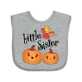 thumbnail image 1 of Inktastic Little Sister Pumpkins with Fall Leaves Girls Baby Bib, 1 of 4