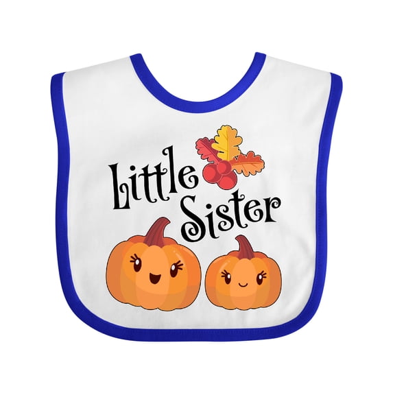 Inktastic Little Sister Pumpkins with Fall Leaves Girls Baby Bib