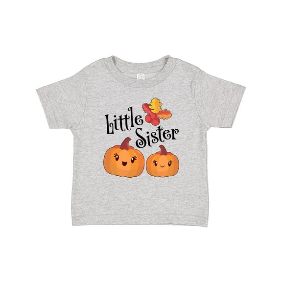 Inktastic Little Sister Pumpkins with Fall Leaves Girls Baby T-Shirt