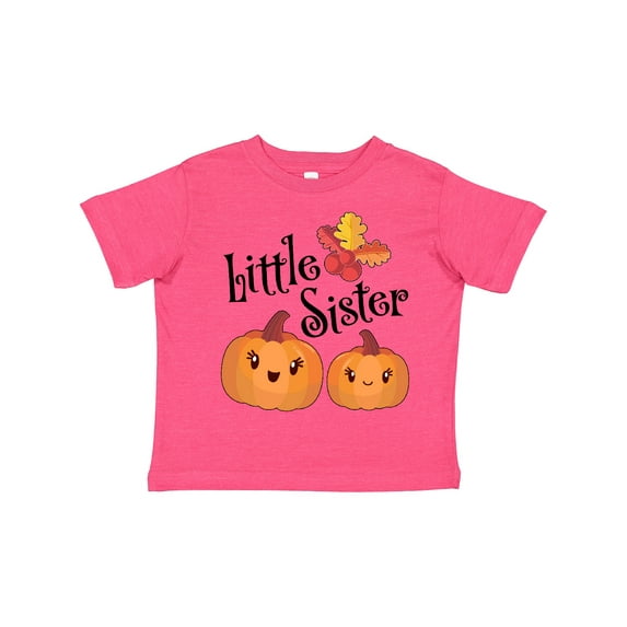 Inktastic Little Sister Pumpkins with Fall Leaves Girls Toddler T-Shirt
