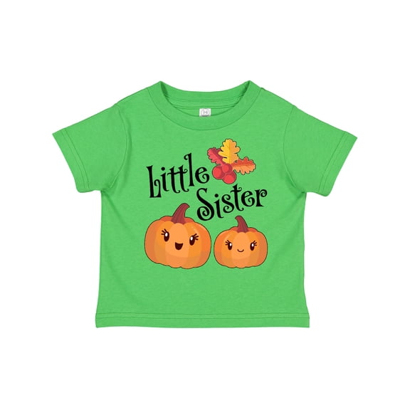 Inktastic Little Sister Pumpkins with Fall Leaves Girls Toddler T-Shirt