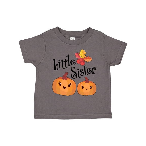 Inktastic Little Sister Pumpkins with Fall Leaves Girls Toddler T-Shirt