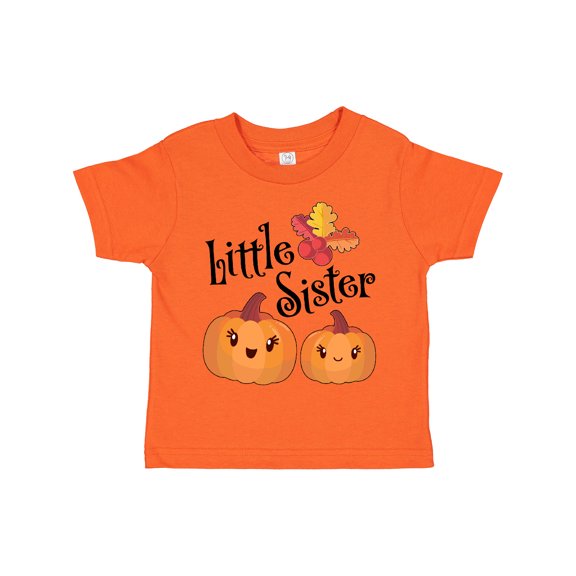 Inktastic Little Sister Pumpkins with Fall Leaves Girls Toddler T-Shirt