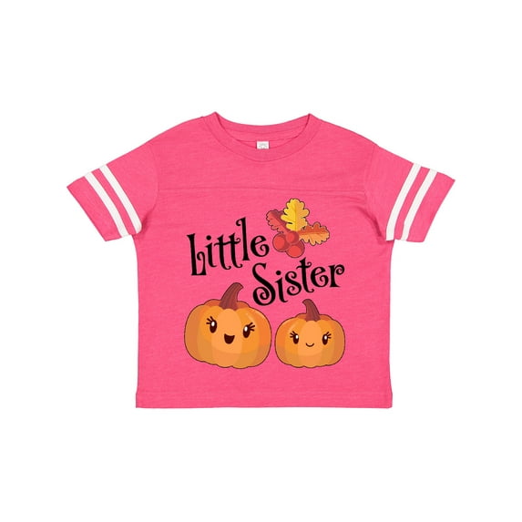 Inktastic Little Sister Pumpkins with Fall Leaves Girls Toddler T-Shirt