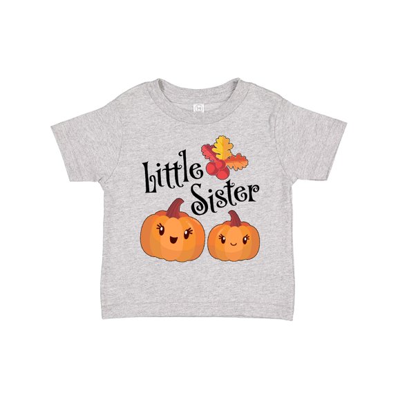 Inktastic Little Sister Pumpkins with Fall Leaves Girls Toddler T-Shirt