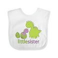 thumbnail image 1 of Inktastic Little Sister Purple Girls Baby Bib, 1 of 4