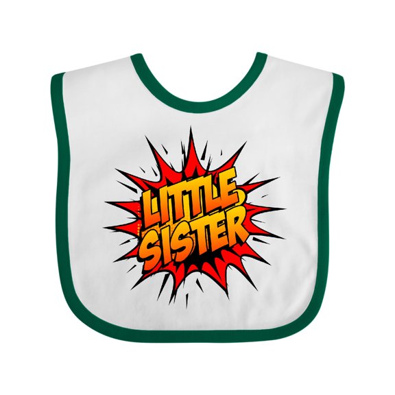 Inktastic Little Sister Super Hero Girls Baby Bib