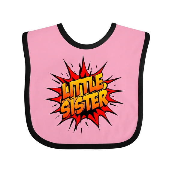 Inktastic Little Sister Super Hero Girls Baby Bib