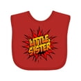 thumbnail image 1 of Inktastic Little Sister Super Hero Girls Baby Bib, 1 of 4