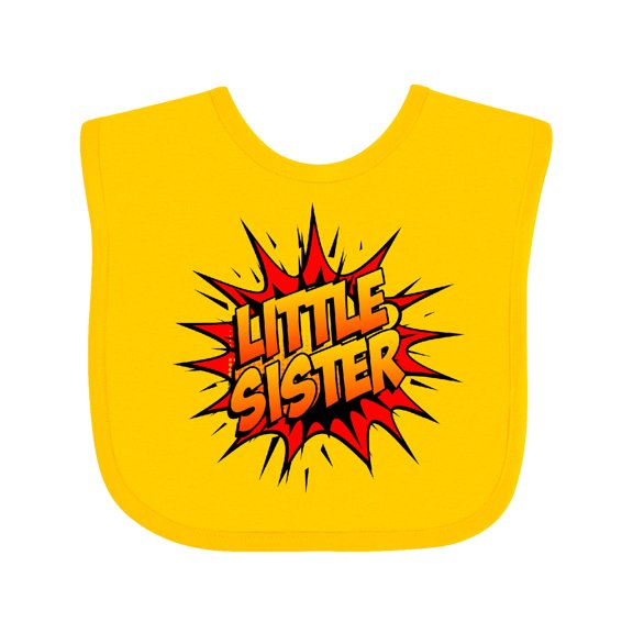 Inktastic Little Sister Super Hero Girls Baby Bib