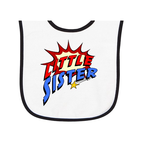 Inktastic Little Sister Superhero Baby Terry Cloth Bib