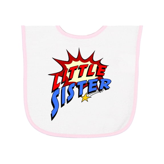 Inktastic Little Sister Superhero Baby Terry Cloth Bib