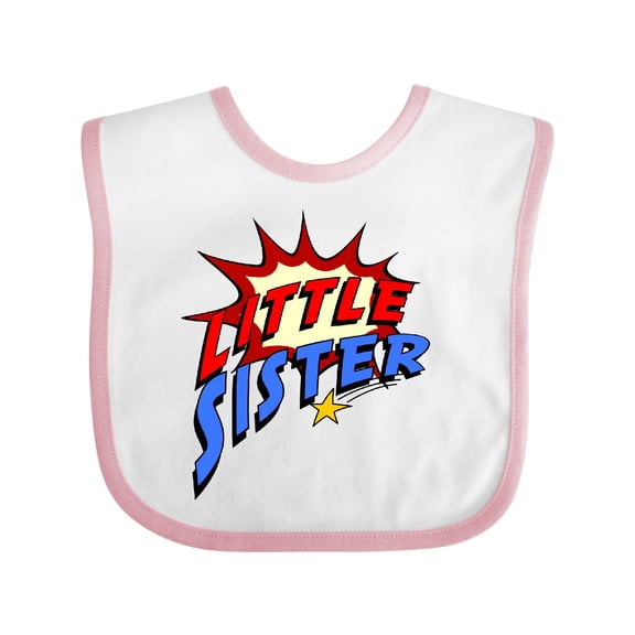 Inktastic Little Sister Superhero Girls Baby Bib