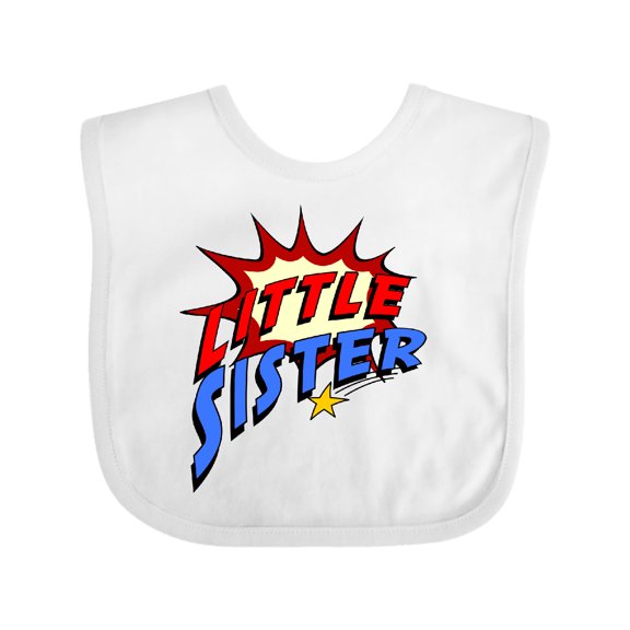 Inktastic Little Sister Superhero Girls Baby Bib