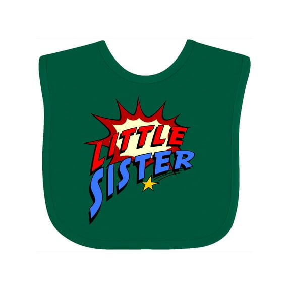 Inktastic Little Sister Superhero Girls Baby Bib