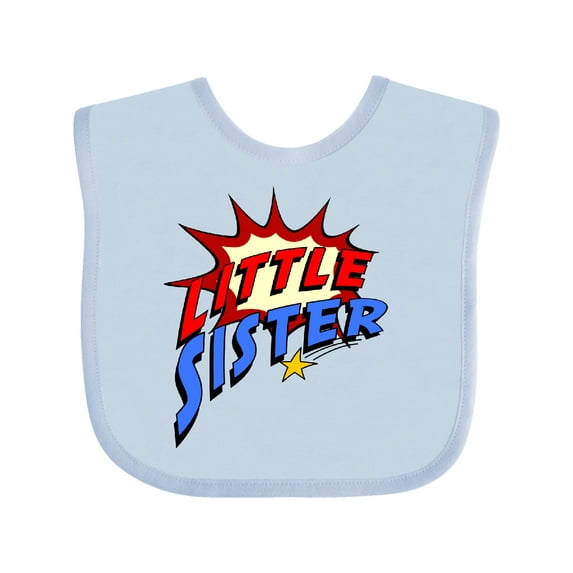 Inktastic Little Sister Superhero Girls Baby Bib