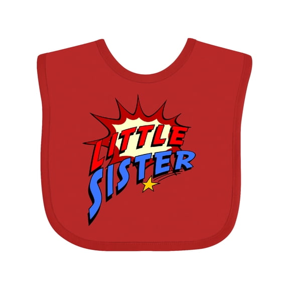 Inktastic Little Sister Superhero Girls Baby Bib