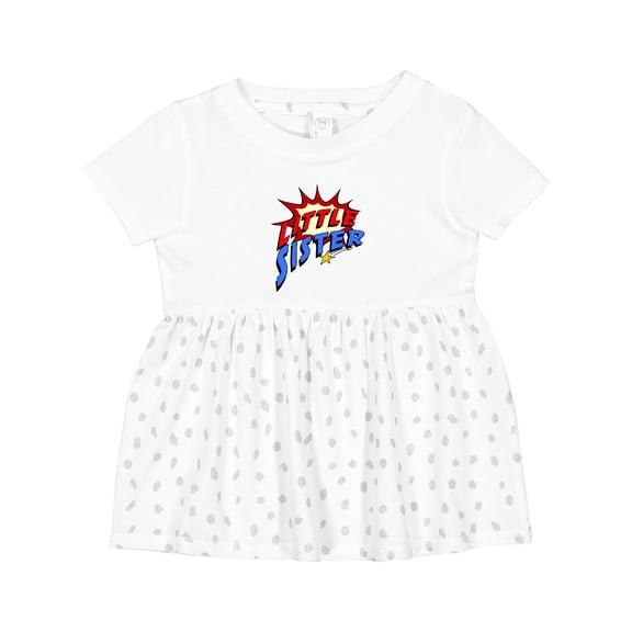 Inktastic Little Sister Superhero Girls Baby Dress