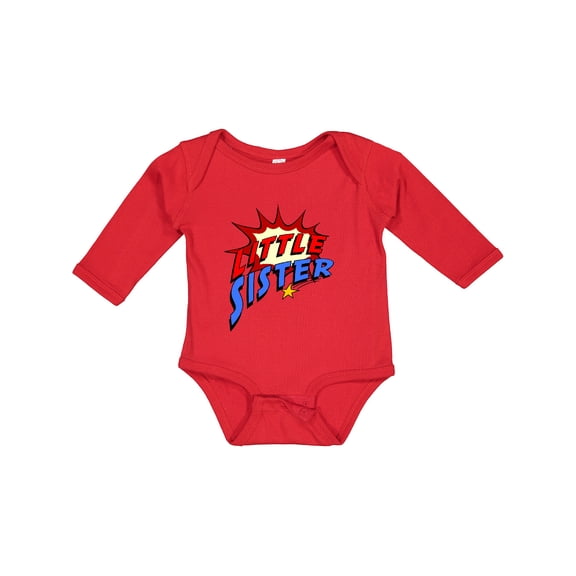 Inktastic Little Sister Superhero Girls Long Sleeve Baby Bodysuit