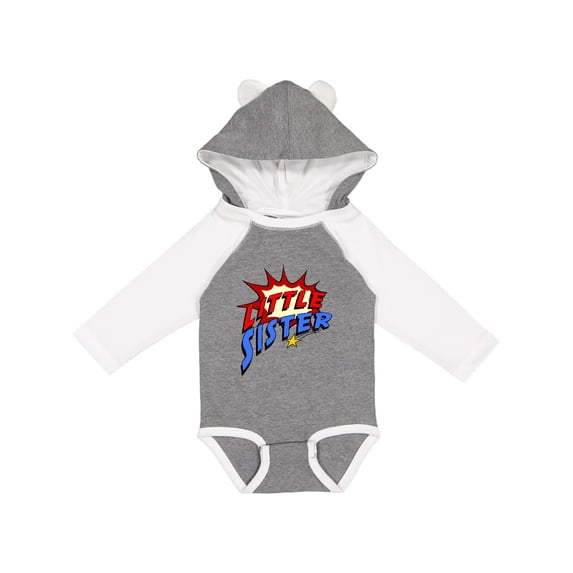 Inktastic Little Sister Superhero Girls Long Sleeve Baby Bodysuit