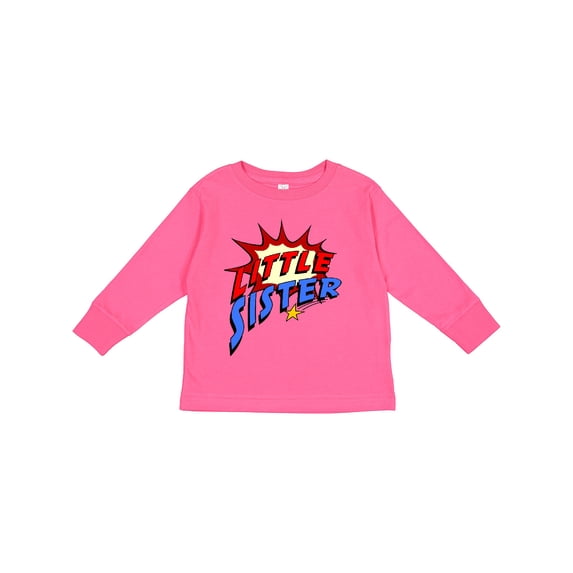 Inktastic Little Sister Superhero Girls Long Sleeve Toddler T-Shirt