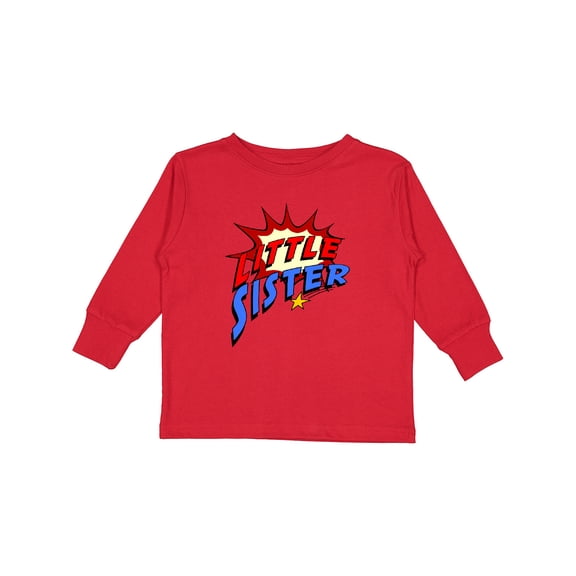 Inktastic Little Sister Superhero Girls Long Sleeve Toddler T-Shirt