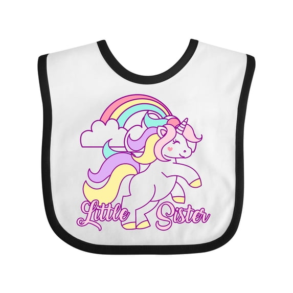 Inktastic Little Sister Unicorn Girls Baby Bib