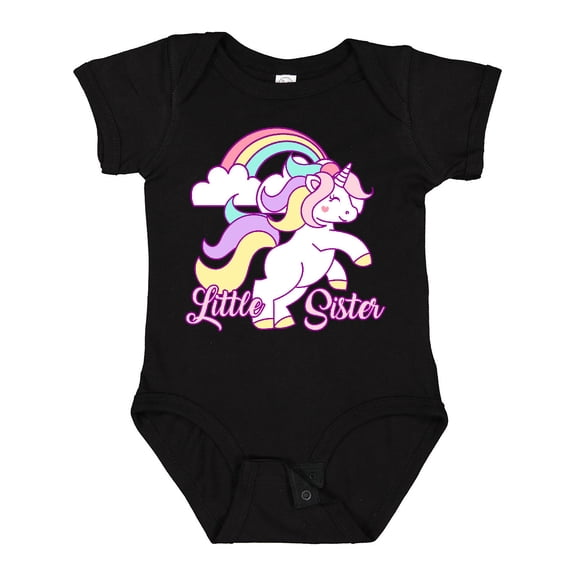 Inktastic Little Sister Unicorn Girls Baby Bodysuit