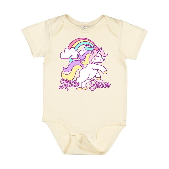 Inktastic Little Sister Unicorn Girls Baby Bodysuit