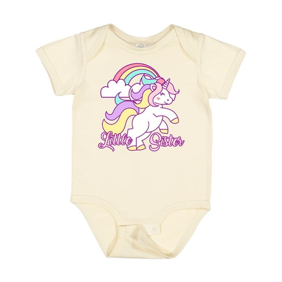 Inktastic Little Sister Unicorn Girls Baby Bodysuit