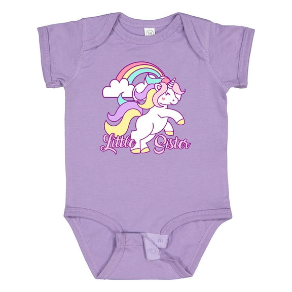 Inktastic Little Sister Unicorn Girls Baby Bodysuit