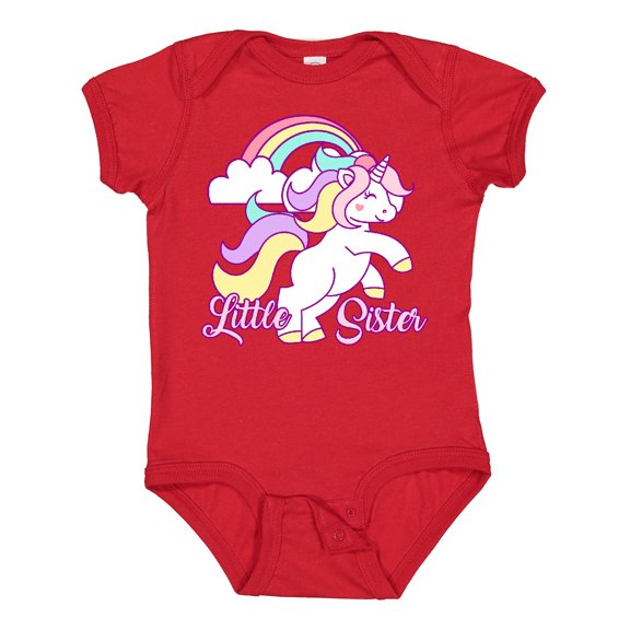 Inktastic Little Sister Unicorn Girls Baby Bodysuit