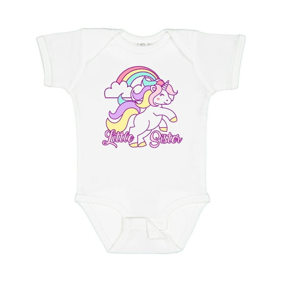 Inktastic Little Sister Unicorn Girls Baby Bodysuit