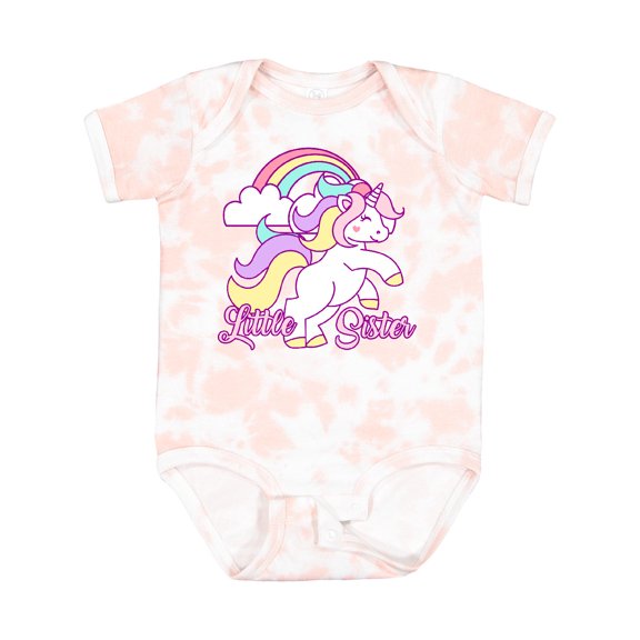 Inktastic Little Sister Unicorn Girls Baby Bodysuit