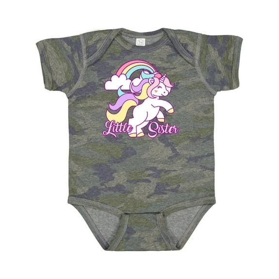 Inktastic Little Sister Unicorn Girls Baby Bodysuit