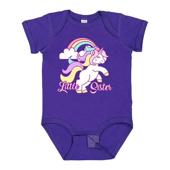Inktastic Little Sister Unicorn Girls Baby Bodysuit