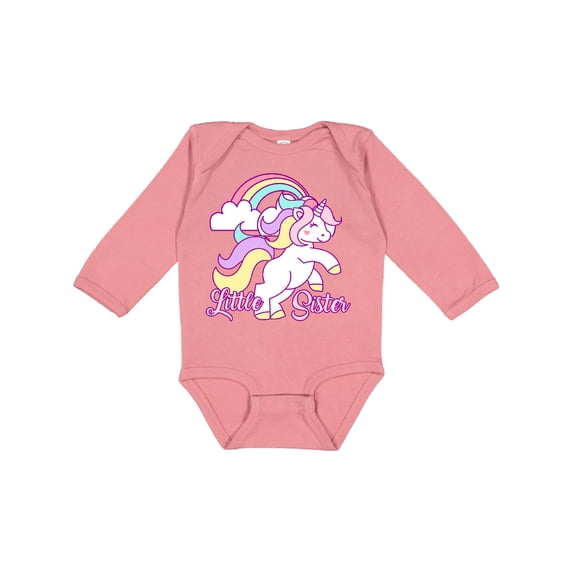 Inktastic Little Sister Unicorn Girls Long Sleeve Baby Bodysuit