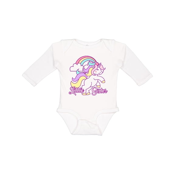 Inktastic Little Sister Unicorn Girls Long Sleeve Baby Bodysuit