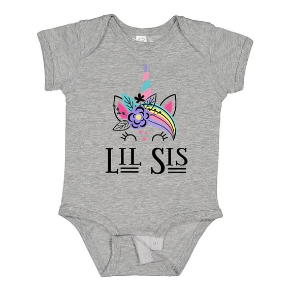 Inktastic Little Sister Unicorn Lil Sis Girls Baby Bodysuit