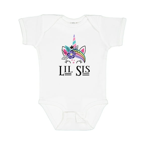 Inktastic Little Sister Unicorn Lil Sis Girls Baby Bodysuit
