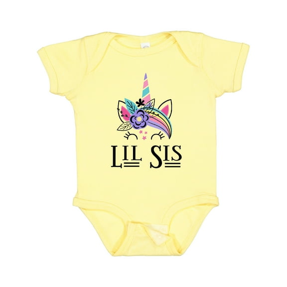 Inktastic Little Sister Unicorn Lil Sis Girls Baby Bodysuit