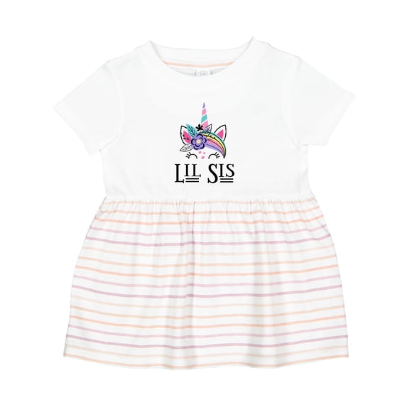 Inktastic Little Sister Unicorn Lil Sis Girls Baby Dress