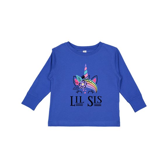 Inktastic Little Sister Unicorn Lil Sis Girls Long Sleeve Toddler T-Shirt