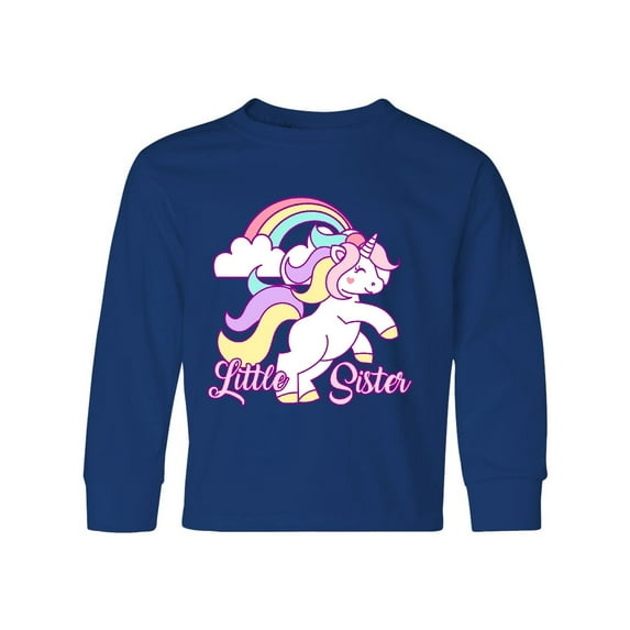 Inktastic Little Sister Unicorn Long Sleeve Youth T-Shirt