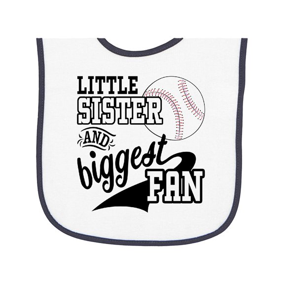 Inktastic Little Sister and Biggest Baseball Fan Baby Terry Cloth Bib