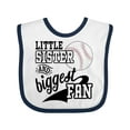thumbnail image 1 of Inktastic Little Sister and Biggest Baseball Fan Girls Baby Bib, 1 of 4