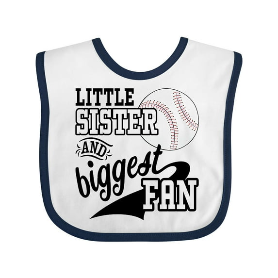 Inktastic Little Sister and Biggest Baseball Fan Girls Baby Bib